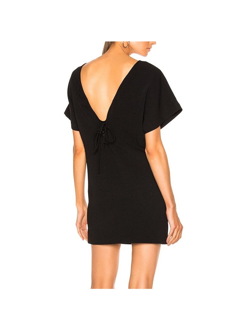 Iro Imany Black Deep V Back Lace Up Mini Dress Party Cocktail